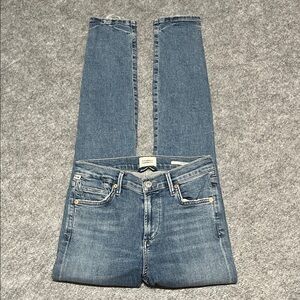 Citizens Of Humanity Rocket Ankle Mid-Blue Distressed  Skinny Jeans